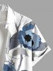 Plus Size Flowers Leaf Ink Painting Print Buttons Pocket Hawaii Shirt For Men -  