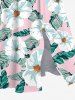Plus Size Flowers Leaf Tropical Print Split Hawaii Midi Dress -  