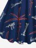 Robe débardeur hawaïenne grande taille à imprimé lettres de cocotiers - Bleu Marine 2X