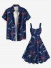 Plus Size Coconut Tree Letters Print Hawaii A Line Tank Dress -  