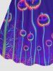 Plus Size Ombre Pumpkin Plant Galaxy Print Halloween Cinched A Line Dress -  