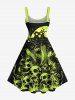 Plus Size Skull Mushroom Fire Flame Print Halloween A Line Tank Dress -  
