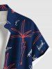 Plus Size Coconut Tree Letters Print Hawaii Button Pocket Shirt For Men -  