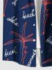 Plus Size Coconut Tree Letters Print Hawaii Button Pocket Shirt For Men -  