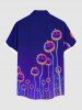 Plus Size Ombre Pumpkin Plant Galaxy Print Halloween Button Pocket Shirt For Men -  