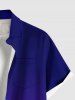 Plus Size Ombre Pumpkin Plant Galaxy Print Halloween Button Pocket Shirt For Men -  