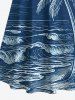 Plus Size Coconut Tree Sea Waves Print Hawaii Cold Shoulder Crisscross A Line Maxi Dress -  