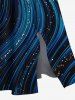 Robe mi-longue hawaïenne à imprimé faisceau lumineux pailleté grande taille avec poches fendues - Bleu Marine 4X