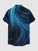 Chemise hawaïenne à boutons et poches pour homme, grande taille, imprimé faisceau lumineux pailleté - Bleu Marine 2XL