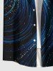 Plus Size Glitter Light Beam Print Hawaii Button Pocket Shirt For Men -  