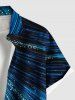 Plus Size Glitter Light Beam Print Hawaii Button Pocket Shirt For Men -  