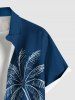 Plus Size Coconut Tree Sea Waves Print Hawaii Button Pocket Shirt For Men -  