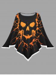 Plus Size Halloween Skull Print Asymmetric Pullover Cape Cloak -  