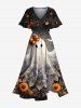 Halloween Flower Spider Web Ghost Bride Print Plus Size Matching Outfit For Couples -  