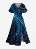 Glitter Light Beam Print Plus Size Matching Hawaii Beach Outfit For Couples -  