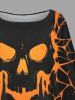 Halloween Skull Spider Web Print Plus Size Matching Outfit For Couples -  