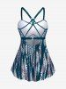 Maillot de bain tankini imprimé léopard à jambes courtes et croisées. - Turquoise Foncée L | US 12
