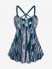 Maillot de bain tankini imprimé léopard à jambes courtes et croisées. - Turquoise Foncée L | US 12