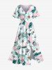 Flowers Leaf Tropical Print Plus Size Matching Hawaii Beach Outfit For Couples -  