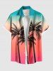 Ensemble chemise et barboteuse hawaïennes assorties, grande taille, tenue de plage, imprimé cocotier ombré, colorblock, pour couples - Vert 