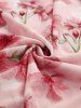 Fashion Ombre Peach Blossom Print Plunging Bowknot Tied Beach Cover Up Solid Boyleg 3 Pieces Tankini Swimsuit -  