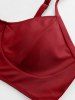 Fashion Ombre Peach Blossom Print Plunging Bowknot Tied Beach Cover Up Solid Boyleg 3 Pieces Tankini Swimsuit -  