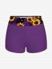 Sunflower Rose Flower Print Hawaii Twist Halter Backless Boyleg Tankini Swimsuit -  