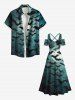 Plus Size Halloween Bat Moon Ombre Print Cold Shoulder Crisscross Maxi Dress -  