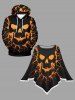 Plus Size Halloween Skull Print Asymmetric Pullover Cape Cloak -  