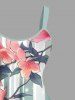Plus Size Flowers Leaf Stripes Colorblock Ombre Print Hawaii Tank Dress -  