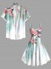 Plus Size Flowers Leaf Stripes Colorblock Ombre Print Hawaii Tank Dress -  