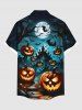 Chemise grande taille à boutons et poches pour homme, motif citrouille, lune, chauve-souris, Halloween - Noir L