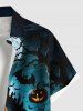 Chemise grande taille à boutons et poches pour homme, motif citrouille, lune, chauve-souris, Halloween - Noir 2XL