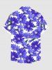 Plus Size Daisy Flowers Print Buttons Pocket Hawaii Shirt For Men -  