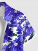 Chemise hawaïenne grande taille à imprimé marguerites et poches à boutons pour homme - Bleu Ciel 5XL