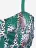 Leopard Print Twist Crisscross Boyleg Tankini Swimsuit - Vert Menthe M | US 10