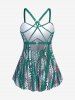 Leopard Print Twist Crisscross Boyleg Tankini Swimsuit - Vert Menthe M | US 10