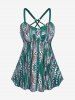Leopard Print Twist Crisscross Boyleg Tankini Swimsuit - Vert Menthe M | US 10