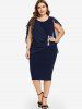 Robe cintrée froncée grande taille arrivant au genou - Bleu profond L | US 12
