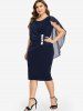 Robe cintrée froncée grande taille arrivant au genou - Bleu profond L | US 12