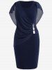 Robe cintrée froncée grande taille arrivant au genou - Bleu profond L | US 12