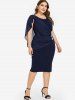 Robe cintrée froncée grande taille arrivant au genou - Bleu profond L | US 12