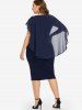 Robe cintrée froncée grande taille arrivant au genou - Bleu profond L | US 12