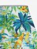 Jupe trapèze fendue hawaïenne grande taille à imprimé cocotier, fleur d'hibiscus et surfeur marin - Vert L