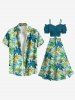 Plus Size Coconut Tree Hibiscus Flower Sea Surfer Print Hawaii Split A Line Skirt -  