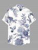 Plus Size Conch Shell Coral Starfish Print Hawaii Sea Creatures Button Pocket Shirt For Men - Blanc M
