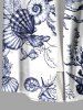 Plus Size Conch Shell Coral Starfish Print Hawaii Sea Creatures Button Pocket Shirt For Men - Blanc L