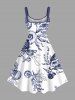 Robe débardeur trapèze grande taille à imprimé coquillage, corail et étoile de mer, créatures marines d'Hawaï - Blanc 6X