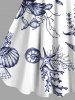Robe débardeur trapèze grande taille à imprimé coquillage, corail et étoile de mer, créatures marines d'Hawaï - Blanc 6X