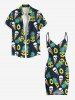 Plus Size Skull Ice Cream Pineapple Avocado Print Hawaii Convertible Beach Cover Up -  